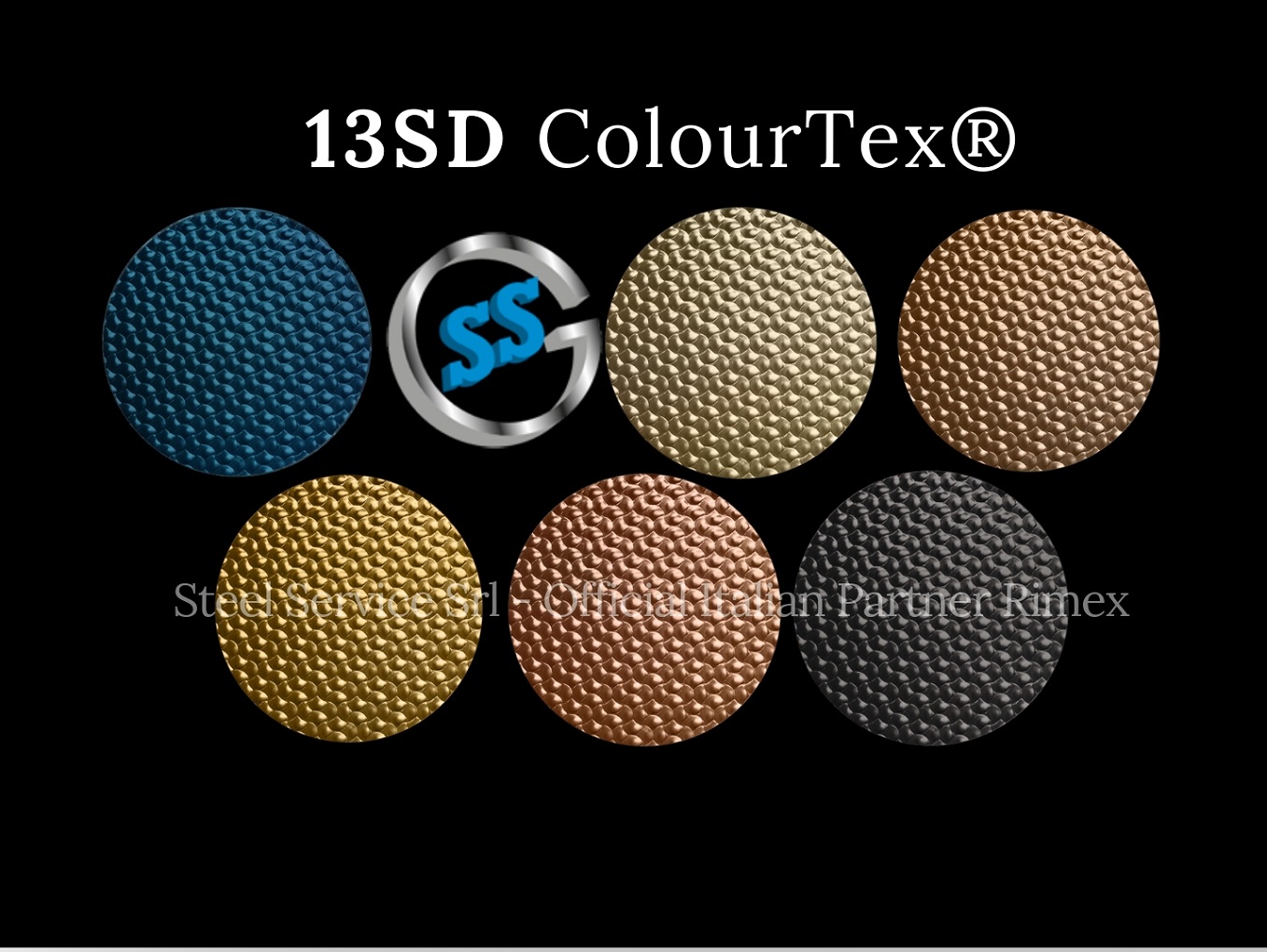 Lamiere bugnate colorate, Palette varianti elettro-colorate inox ColourTex delle lamiere inox 13SD, inox rigidizzato galvanico 13SD