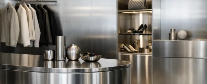 8 idee rivestimenti inox per negozi di design