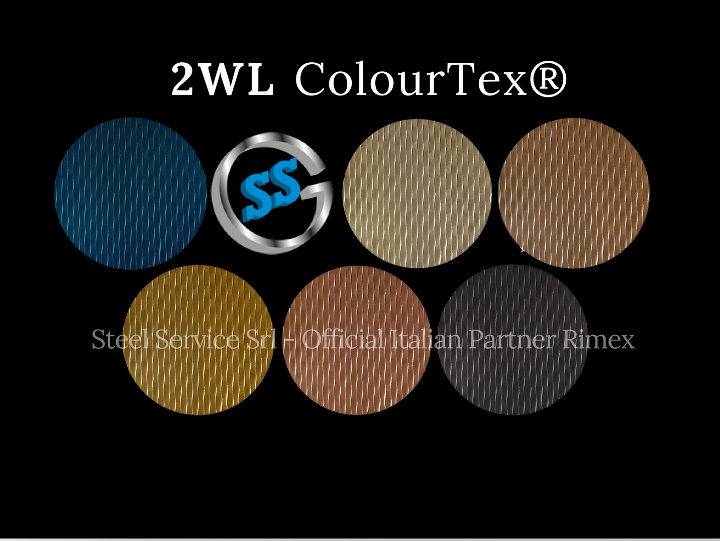 Lamiere bugnate 2WL colorate, Palette varianti elettro-colorate inox ColourTex delle lamiere inox 2WL, inox rigidizzato galvanico 2WL