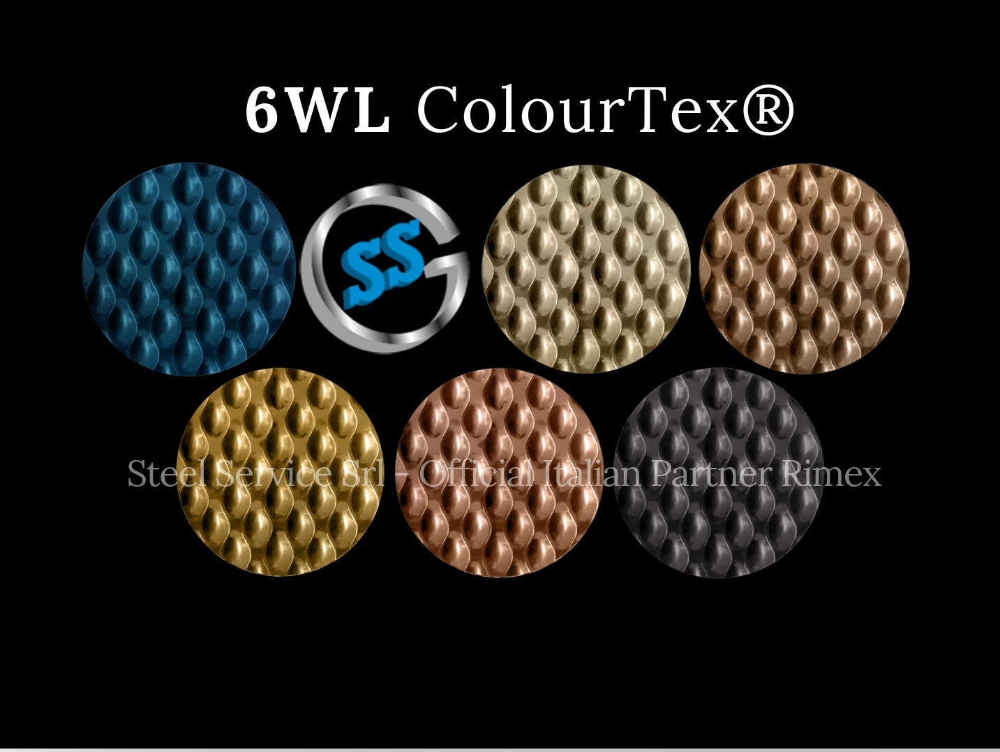 Lamiere bugnate 6WL colorate, Palette varianti elettro-colorate inox ColourTex delle lamiere inox 6WL, inox rigidizzato galvanico 6WL