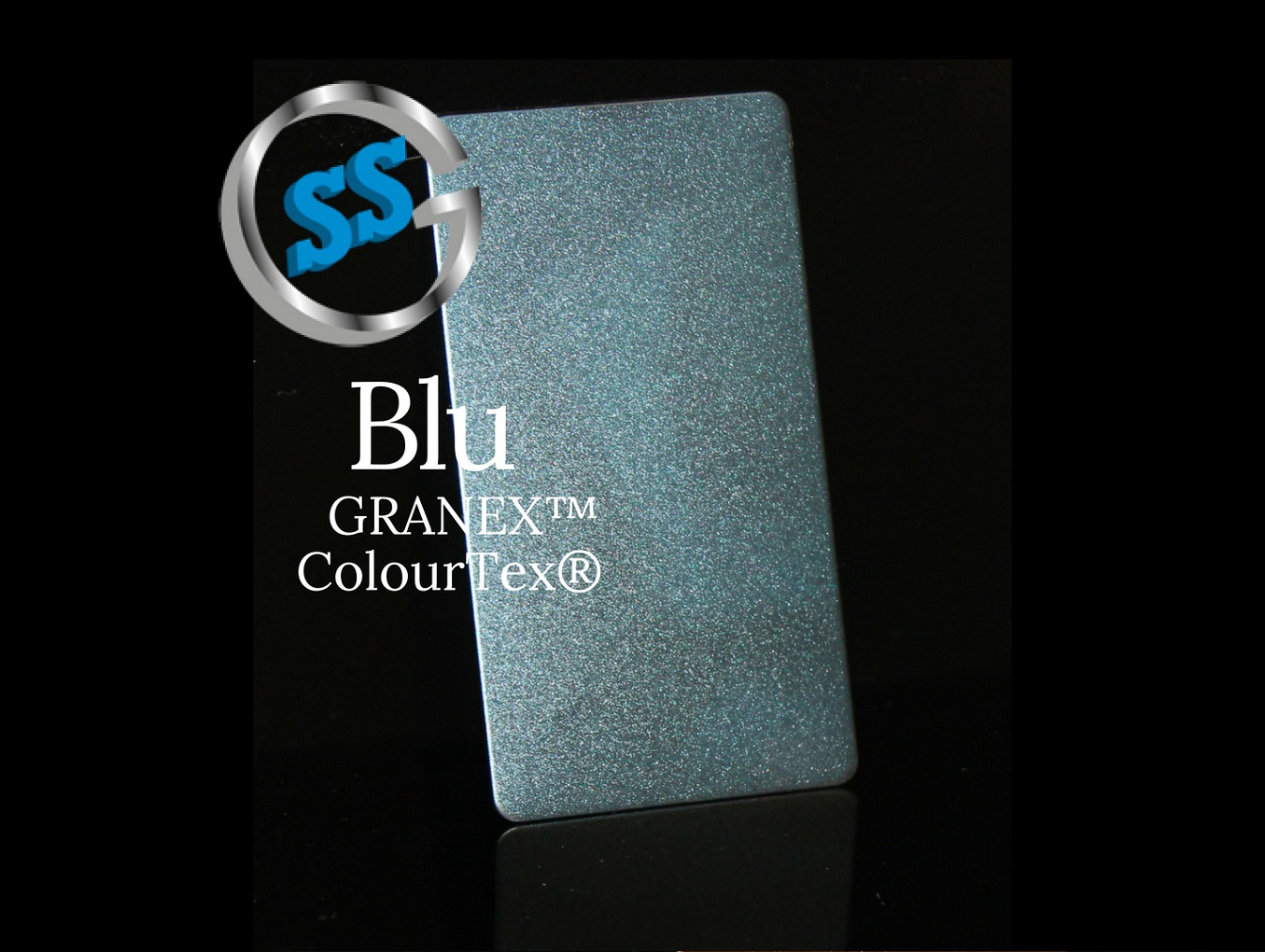 Inox elettro-colorato ColourTex Blue Granex, inox micropallinato colorato galvanico blu, inox blue Granex