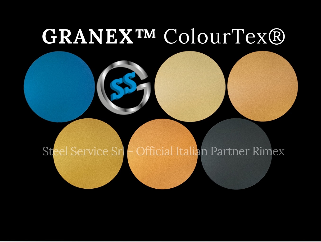 Palette varianti elettro-colorate inox ColourTex delle lamiere inox Granex, inox micropallinato galvanico Granex, inox elettro-colorato micropallinato