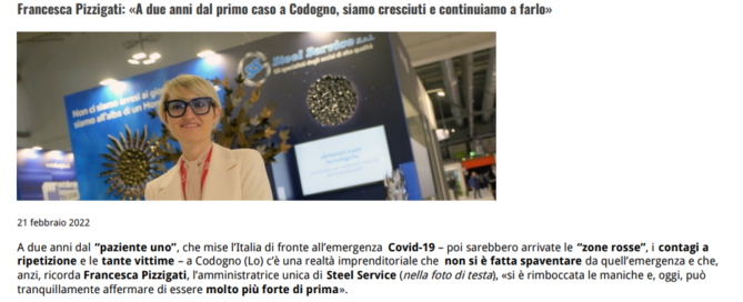 SiderWeb Francesca Pizzigati Amministratrice unica Steel Service
