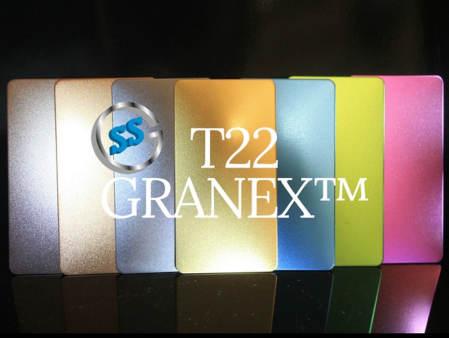 Varianti colorate T22 Titanium Granex, inox micro pallinato colorato, T22 Granex