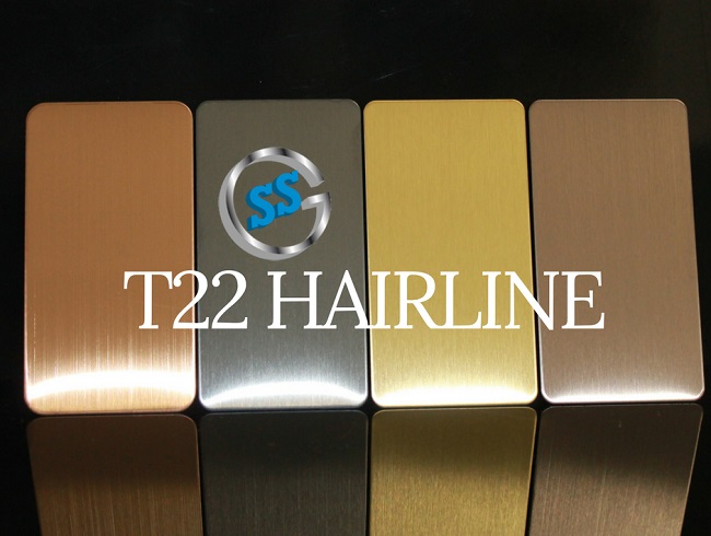 Varianti colorate T22 Titanium Hairline, inox satinato lineare colorato, T22 Hairline