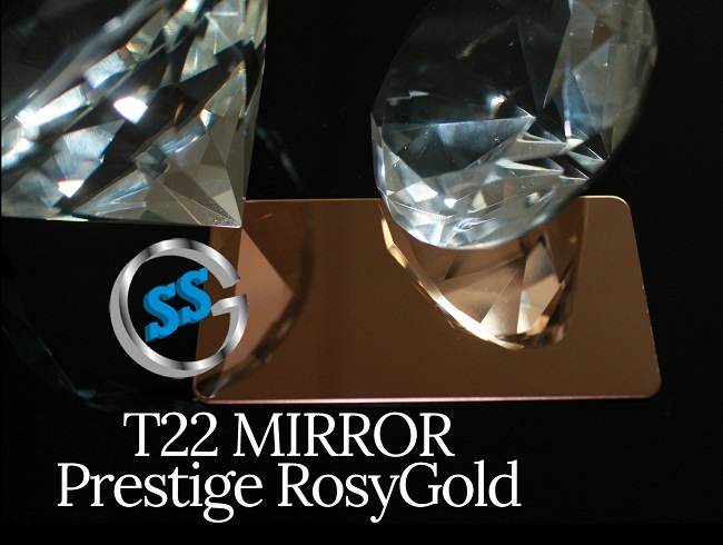 Inox T22 Titanium Prestige Rosy Gold Mirror, inox colorato titanio oro rosa a specchio