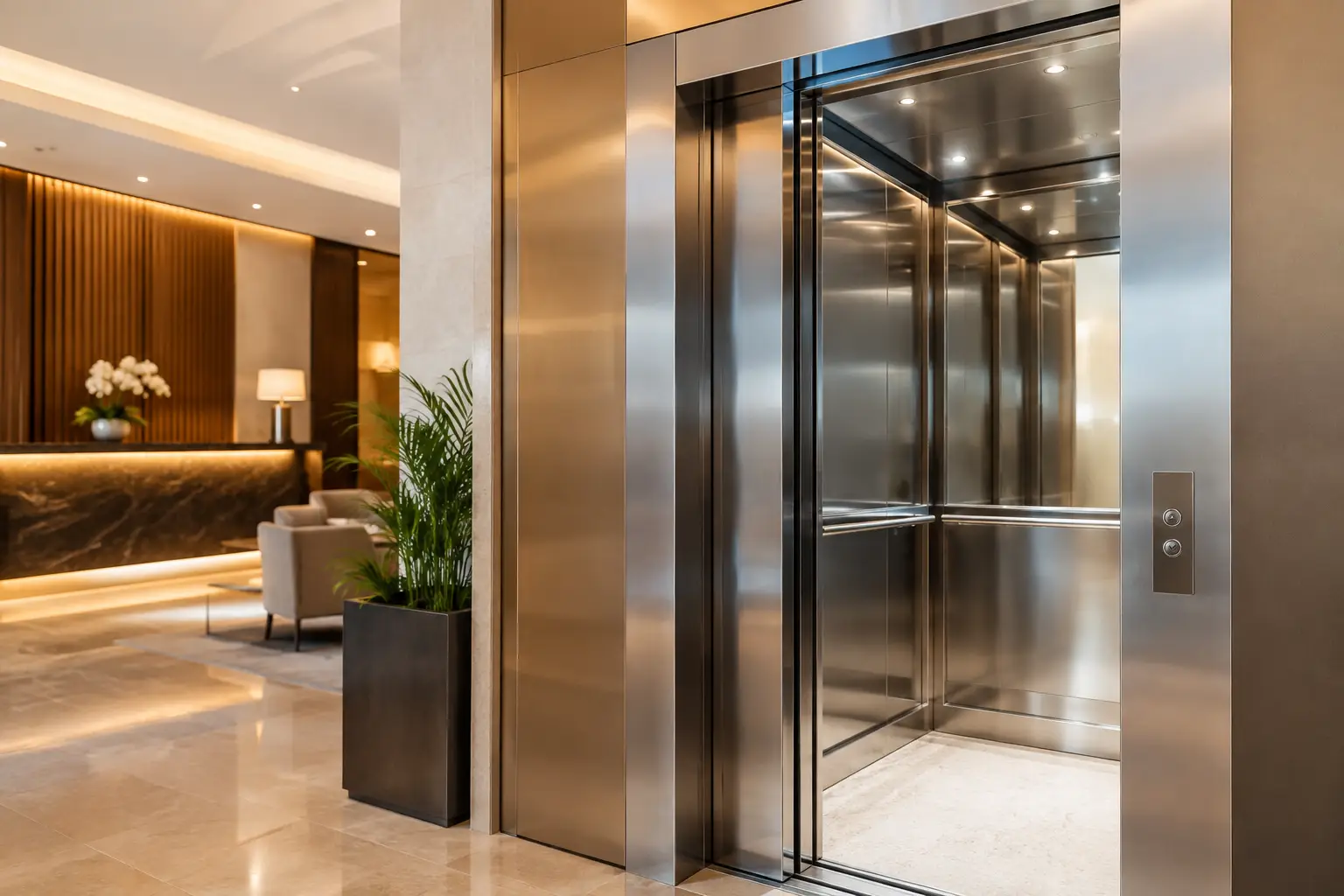Ascensore inox alberghiero per hotel distintivi