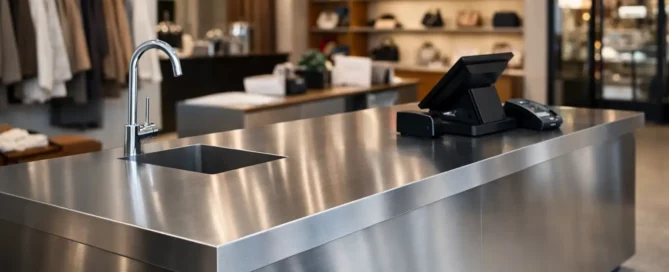 Esempi di banconi inox per retail moderni