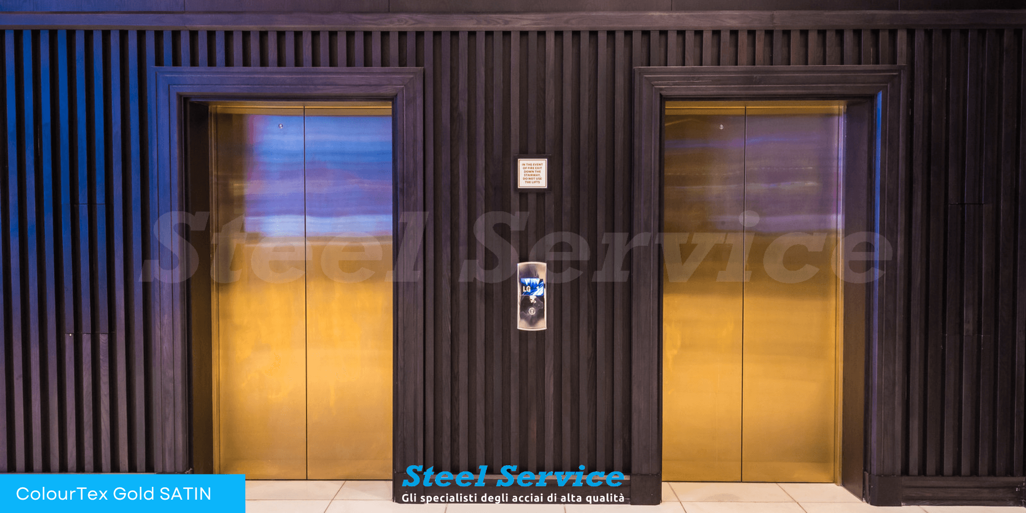Porte ascensori inox Gold Satin, inox elettro-colorato Gold Satin