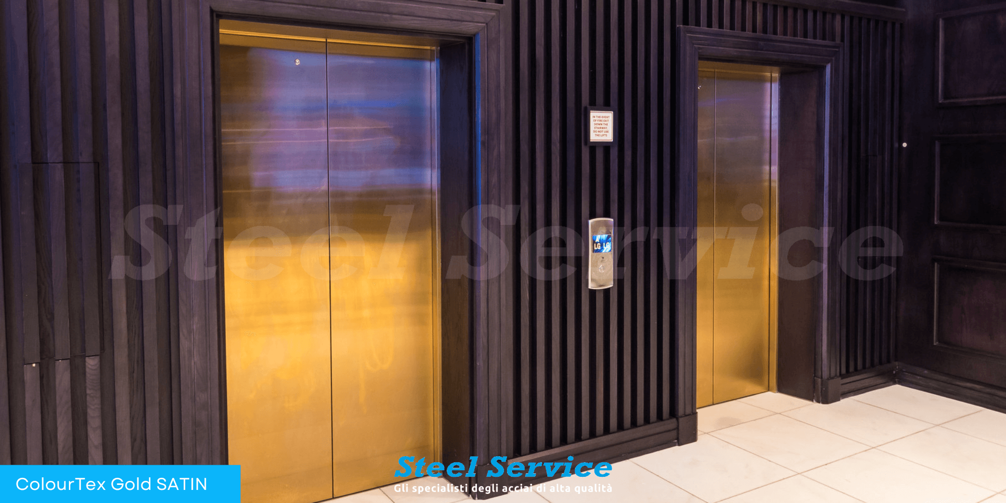 Porte ascensori inox Gold Satin, inox elettro-colorato Gold Satin