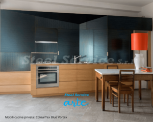 Mobili cucina privata in acciaio inox colorati ColourTex Blue Vortex - inox rigidizzati e colorati arredo design